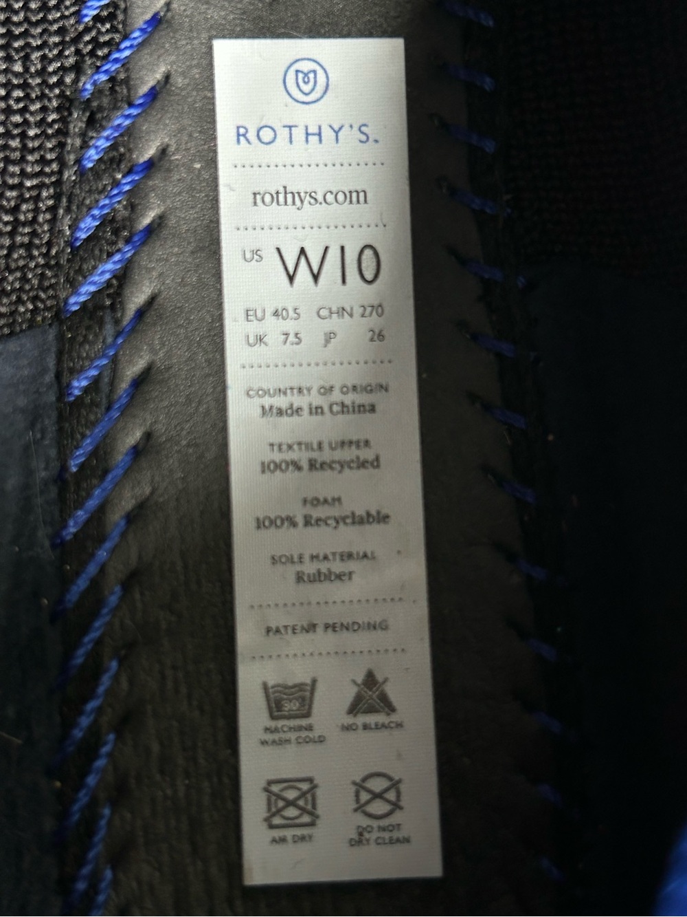 Rothy’s Round Toe Knit Ballet Flat in Black Size 10 - Picture 5 of 6